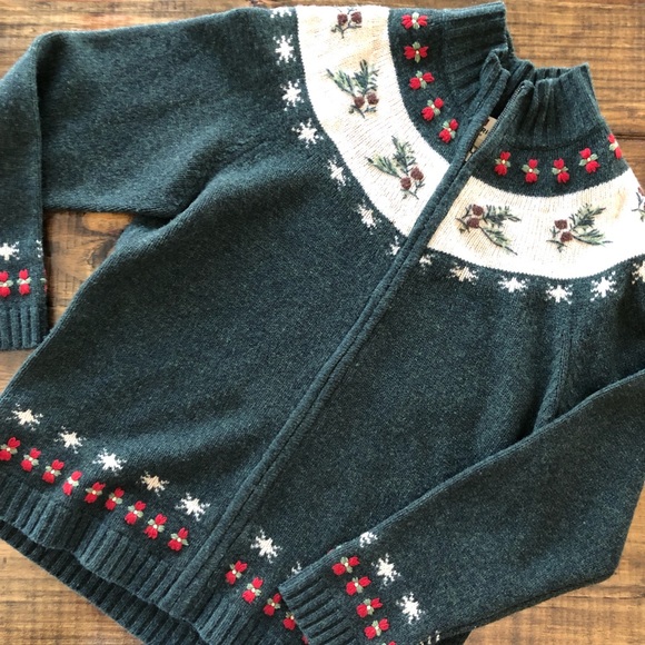 Woolrich Green and Red Cowl Neck Sweater - Picture 5 of 14